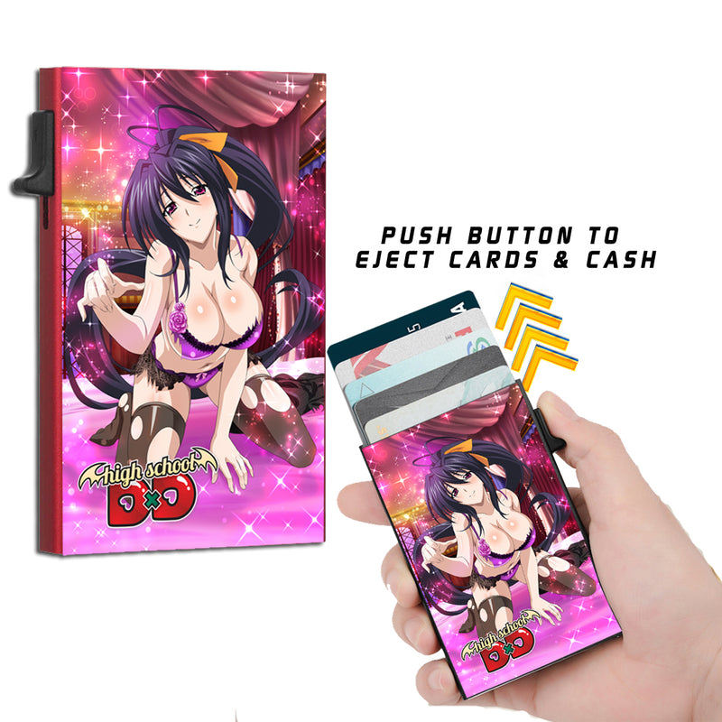 High School DxD Akeno Slim Wallet with Cash Strap/Air Tag Support